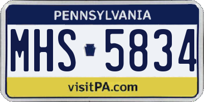 PA license plate MHS5834