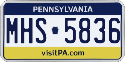 PA license plate MHS5836