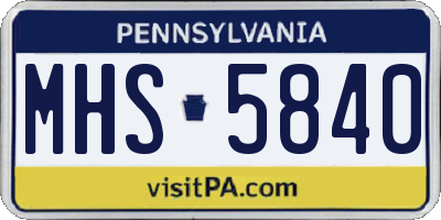 PA license plate MHS5840