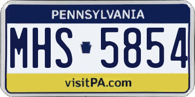PA license plate MHS5854