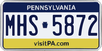 PA license plate MHS5872