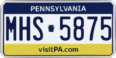 PA license plate MHS5875