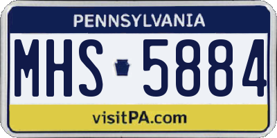 PA license plate MHS5884