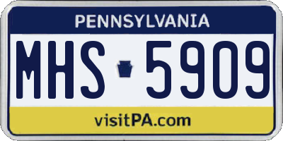 PA license plate MHS5909