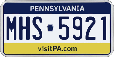 PA license plate MHS5921