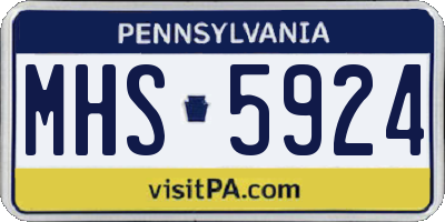 PA license plate MHS5924