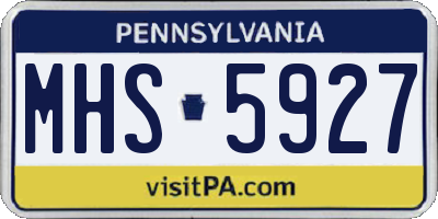 PA license plate MHS5927