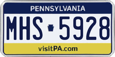 PA license plate MHS5928