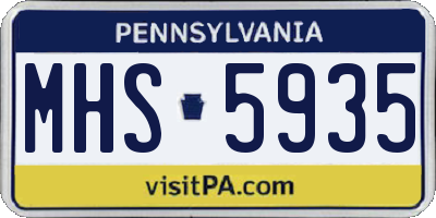 PA license plate MHS5935