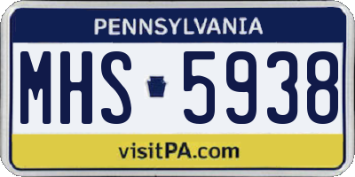 PA license plate MHS5938