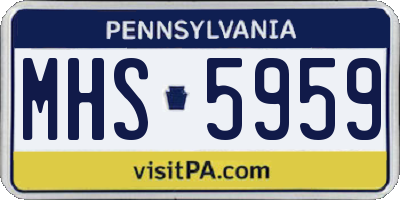 PA license plate MHS5959