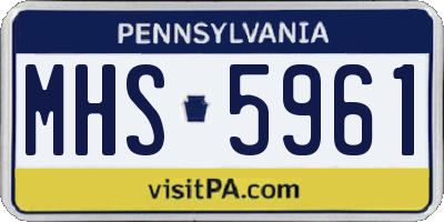 PA license plate MHS5961