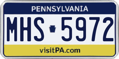 PA license plate MHS5972