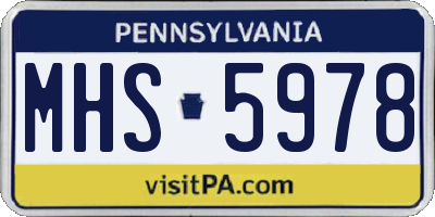 PA license plate MHS5978