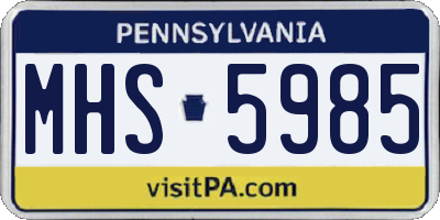 PA license plate MHS5985
