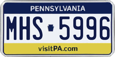 PA license plate MHS5996