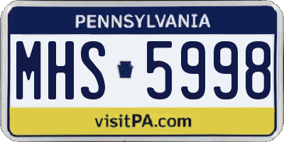 PA license plate MHS5998