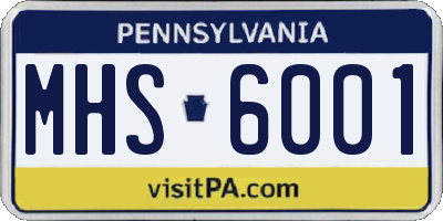 PA license plate MHS6001