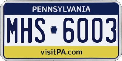 PA license plate MHS6003