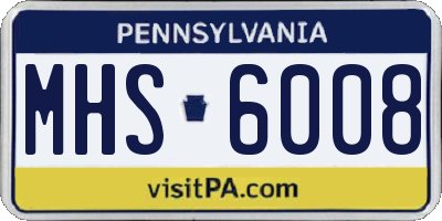 PA license plate MHS6008