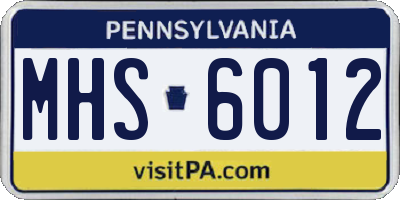 PA license plate MHS6012
