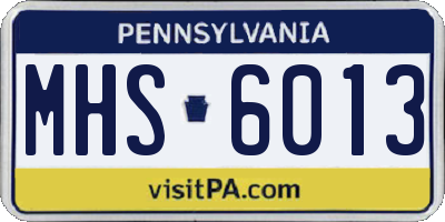 PA license plate MHS6013