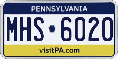 PA license plate MHS6020