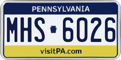 PA license plate MHS6026