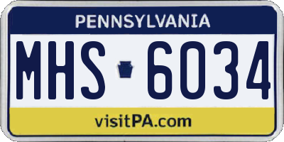 PA license plate MHS6034