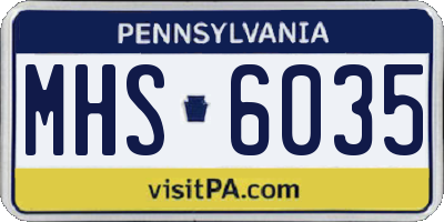 PA license plate MHS6035