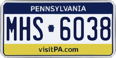 PA license plate MHS6038