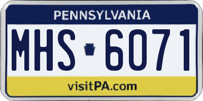 PA license plate MHS6071