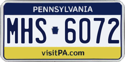 PA license plate MHS6072