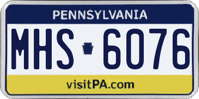 PA license plate MHS6076