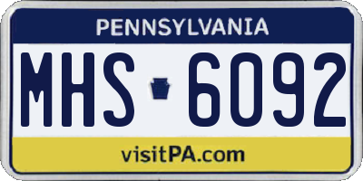 PA license plate MHS6092