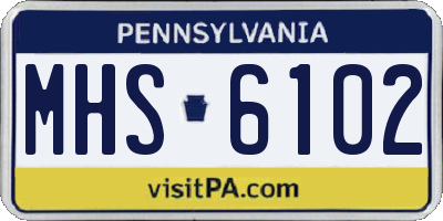PA license plate MHS6102