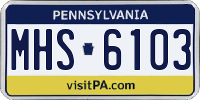 PA license plate MHS6103