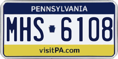 PA license plate MHS6108