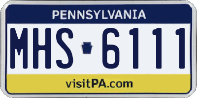 PA license plate MHS6111