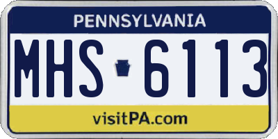 PA license plate MHS6113