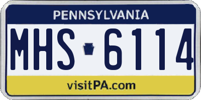 PA license plate MHS6114
