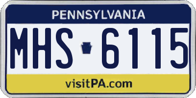 PA license plate MHS6115