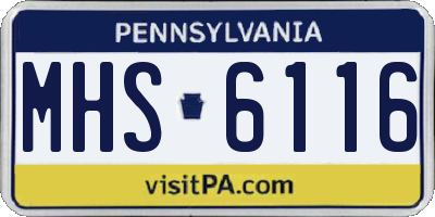 PA license plate MHS6116
