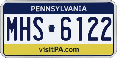 PA license plate MHS6122