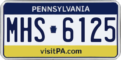 PA license plate MHS6125