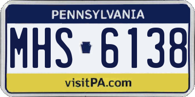 PA license plate MHS6138