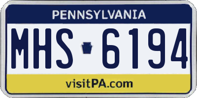 PA license plate MHS6194