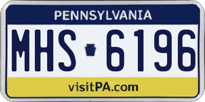 PA license plate MHS6196