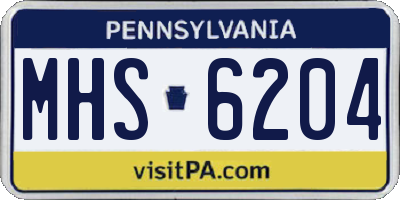 PA license plate MHS6204