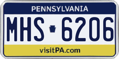 PA license plate MHS6206